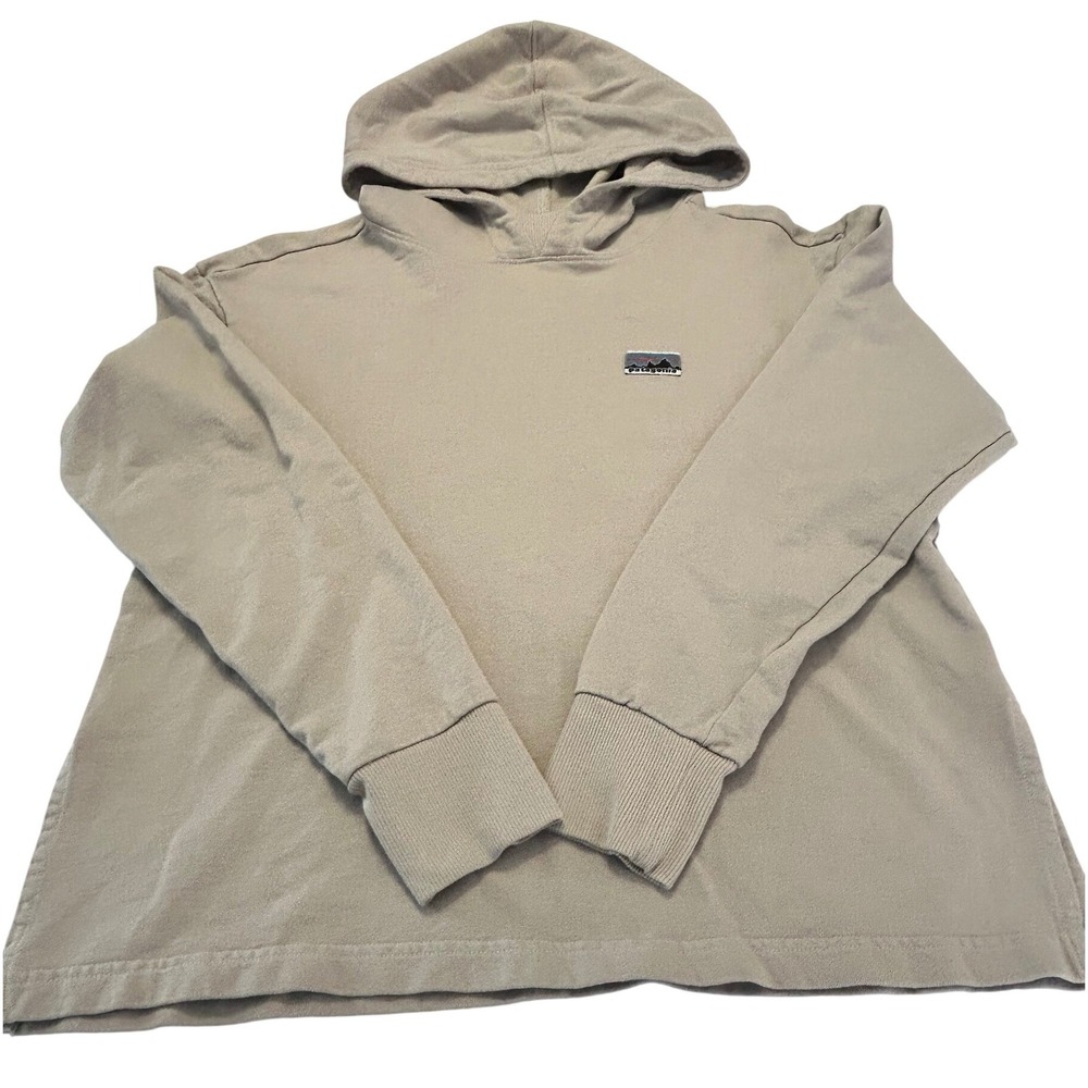 Patagonia Hoodie Mens Small Tan Regenerative Organic Cotton Excellent
